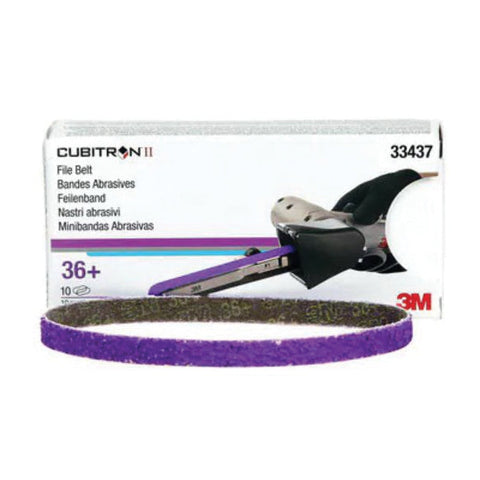 3M 33437 Cubitron II 36+ 3/8" x 13" File Belt - 10 Belts/Box - Jerzyautopaint.com