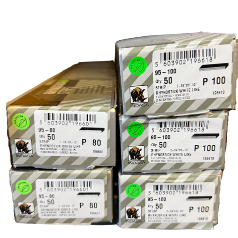 INDASA 2.75" x 16.5" Rhynostick White Line 95 Series PSA Sanding Strips