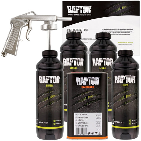 U-Pol 820V Raptor Bed Liner Black 4L Pack with Free Application Gun - Jerzyautopaint.com